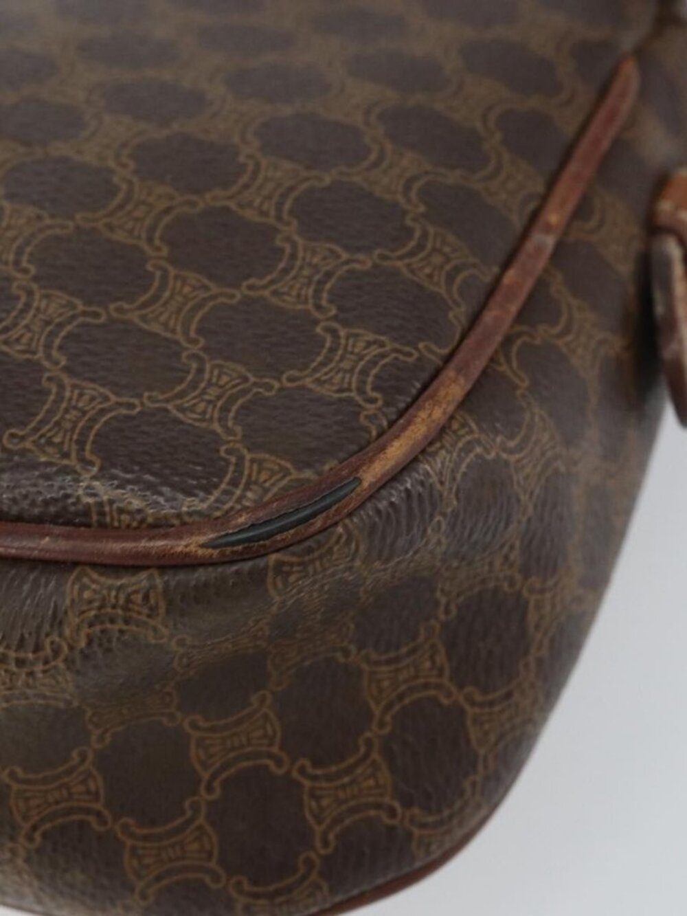 Authentic CELINE Macadam Canvas Shoulder Bag PVC Leather Brown Gold - Picture 16 of 16